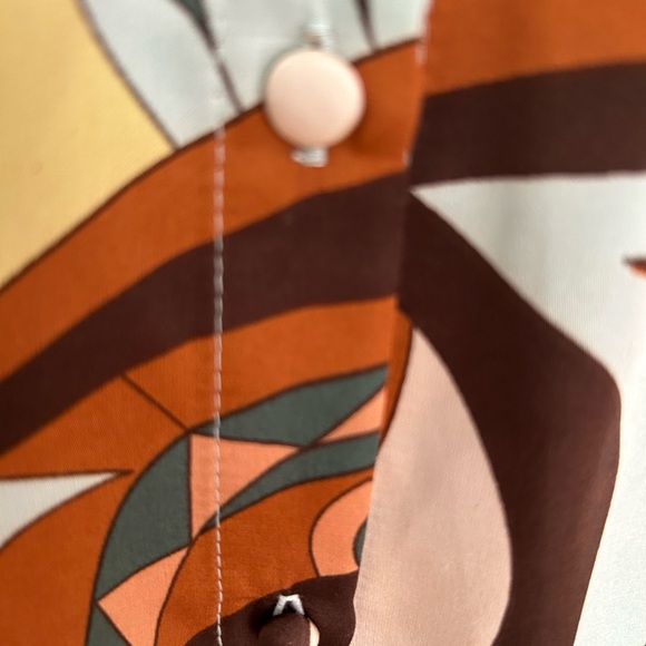 HAVER LONDON Multicolor Print Blouse Long Sleeve Botton Front Size S/P NWT - Picture 8 of 10